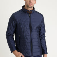 Orta Lacivert Super Slim Fit Ekstra Dar Kesim Kapitone Spor Mont