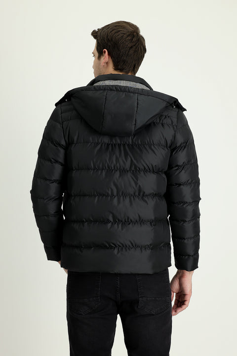 Black Hooded Puffer Jacket