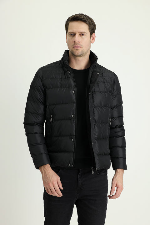 Black Hooded Puffer Jacket