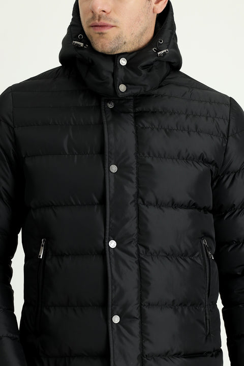Black Hooded Puffer Jacket