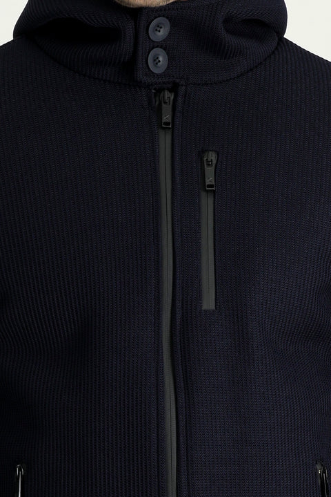 Dark Navy Slim Fit Hooded Sport Jacket