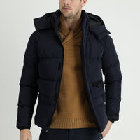 Dark Navy Hooded Puffer Jacket