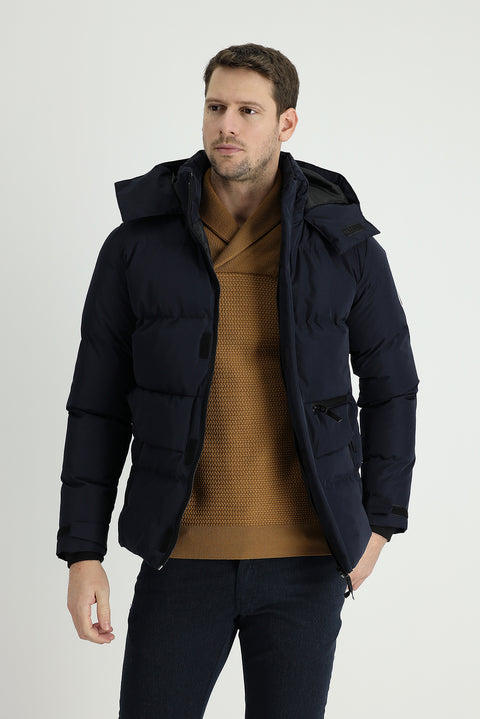 Dark Navy Hooded Puffer Jacket