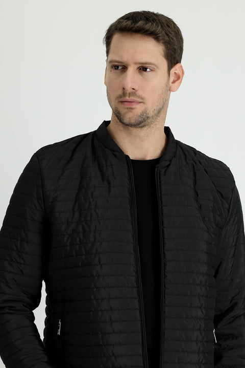 Black Slim Fit Ribbed Sport Jacket