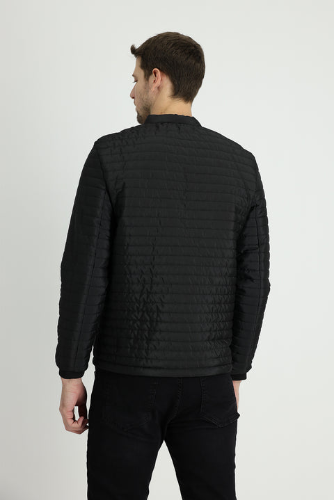 Black Slim Fit Ribbed Sport Jacket