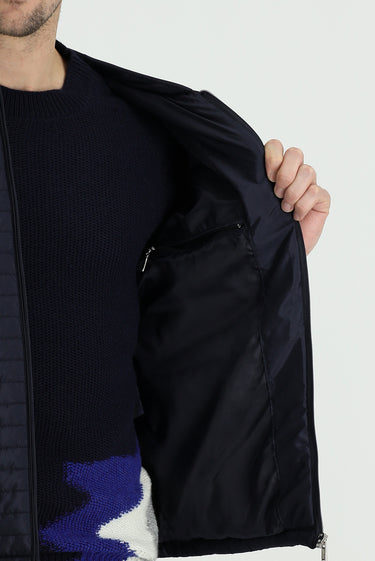 Orta Lacivert Slim Fit Dar Kesim Ribanalı Spor Mont