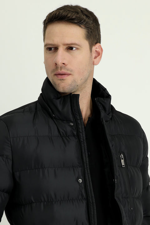 Black Hooded Puffer Jacket