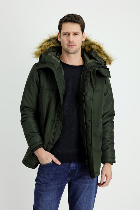 Medium Khaki Hooded Sport Jacket