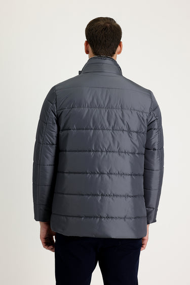 Orta Antrasit Kürk Yaka Spor Şişme Kaban