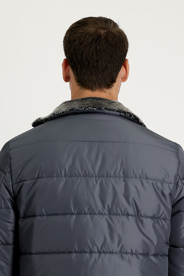 Orta Antrasit Kürk Yaka Spor Şişme Kaban