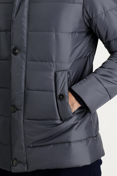 Orta Antrasit Kürk Yaka Spor Şişme Kaban