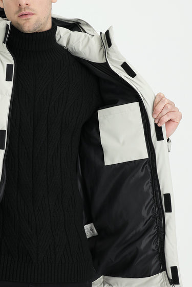 Orta Bej Kapüşonlu Spor Şişme Kaban