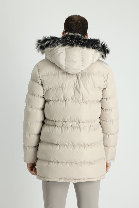 Stone Hooded Sports Puffy Jacket