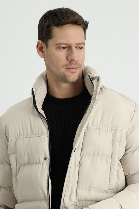 Stone Hooded Sports Puffy Jacket