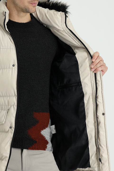 Stone Hooded Sports Puffy Jacket