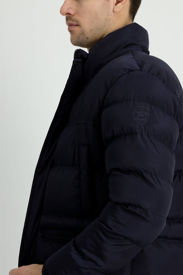 Koyu Lacivert Kapüşonlu Spor Şişme Kaban