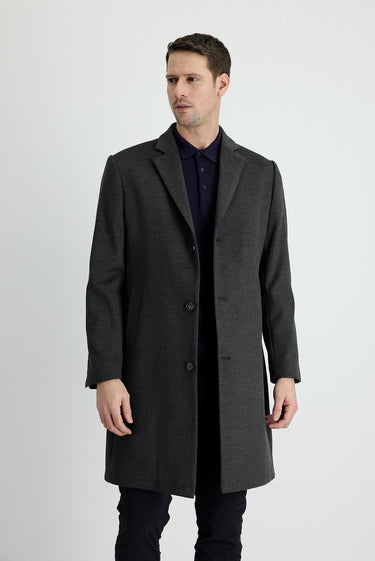 Koyu Antrasit Klasik Palto