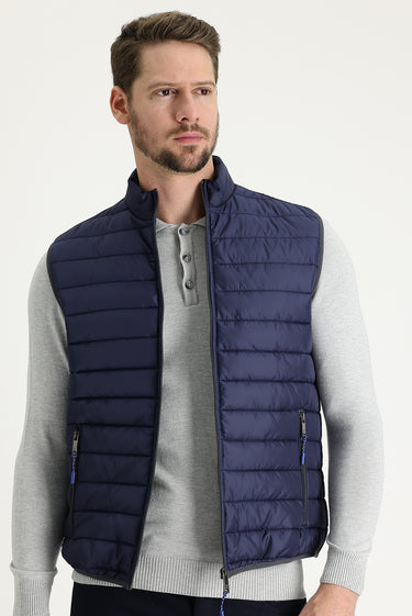 Koyu Lacivert Kapitone Şişme Yelek