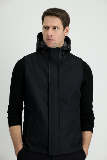 Siyah Slim Fit Dar Kesim Spor Şişme Yelek