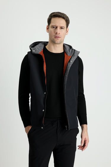 Siyah Slim Fit Dar Kesim Spor Şişme Yelek