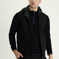 Siyah Slim Fit Dar Kesim Kapüşonlu Spor Yelek