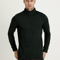 Orta Haki Yarım Balıkçı Yaka Slim Fit Dar Kesim Fermuarlı Sweatshirt