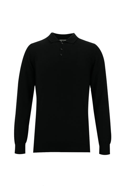 Siyah Polo Yaka Slim Fit Triko Kazak