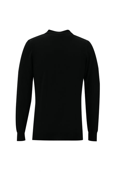 Siyah Polo Yaka Slim Fit Triko Kazak
