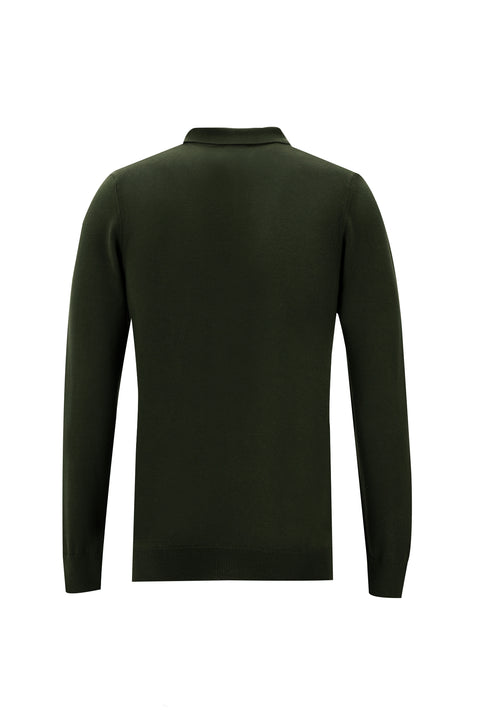 Medium Khaki Polo Neck Slim Fit Knitwear Sweater