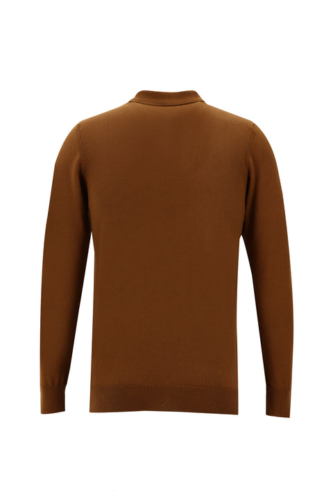 Tarçın Polo Yaka Slim Fit Triko Kazak