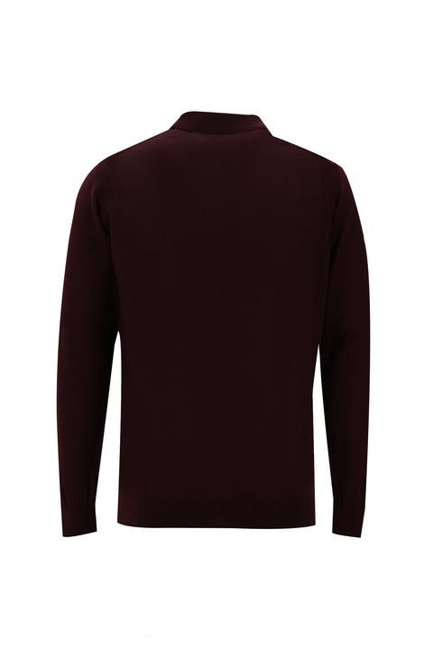 Koyu Bordo Polo Yaka Regular Fit Triko Kazak