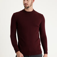 Koyu Bordo Yarım Balıkçı Yaka Regular Fit Triko Kazak