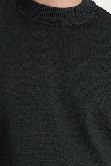 Koyu Antrasit Yarım Balıkçı Yaka Regular Fit Pamuklu Triko Kazak