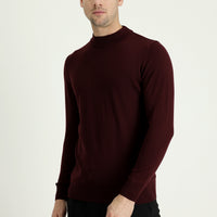 Koyu Bordo Yarım Balıkçı Yaka Regular Fit Triko Kazak