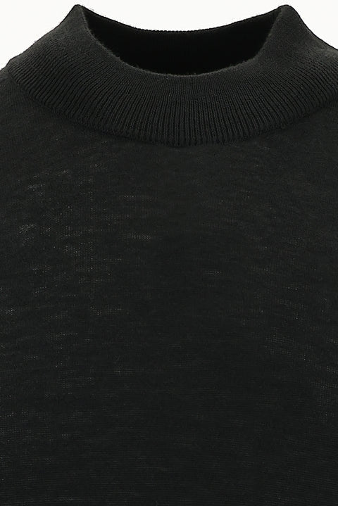 Black Half Turtleneck Regular Fit Knitted Sweater