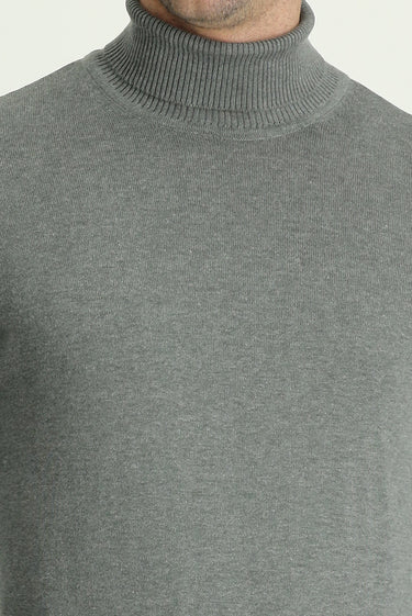 Orta Gri Melanj Balıkçı Yaka Regular Fit Triko Kazak