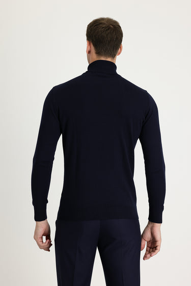 Koyu Lacivert Balıkçı Yaka Regular Fit Triko Kazak