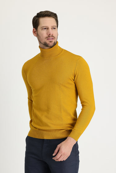 Hardal Balıkçı Yaka Regular Fit Triko Kazak