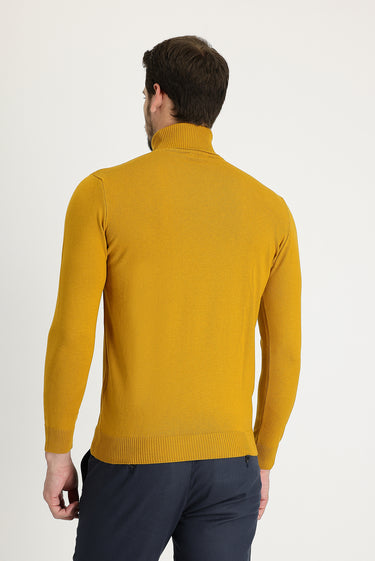 Hardal Balıkçı Yaka Regular Fit Triko Kazak