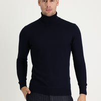 Dark Navy Turtleneck Regular Fit Knitted Sweater