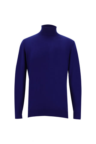 Saks Mavi Balıkçı Yaka Regular Fit Triko Kazak