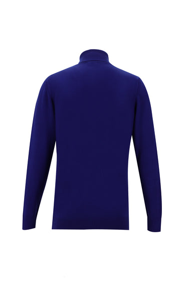 Saks Mavi Balıkçı Yaka Regular Fit Triko Kazak