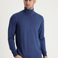 Indigo Melange Turtleneck Regular Fit Knitted Sweater