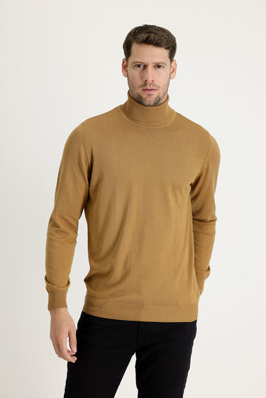 Camel Balıkçı Yaka Regular Fit Triko Kazak