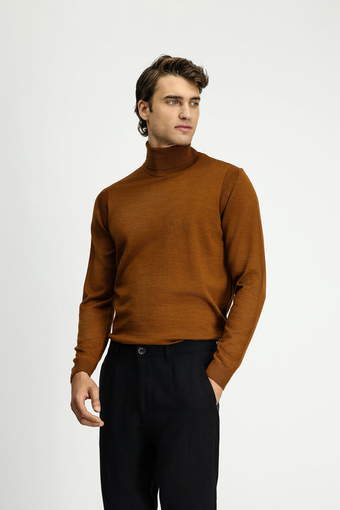 Cinnamon Turtleneck Regular Fit Wool Knit Sweater