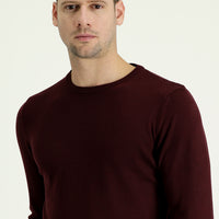 Koyu Bordo Bisiklet Yaka Regular Fit Triko Kazak
