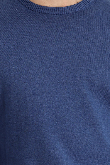 İndigo Melanj Bisiklet Yaka Regular Fit Triko Kazak