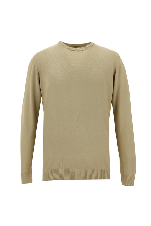 Light Beige Crew Neck Regular Fit Knitted Sweater