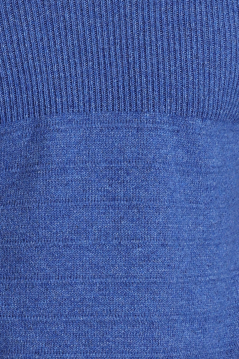 Navy Blue Crew Neck Slim Fit Narrow Cut Patterned Knit Sweater