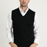 Siyah V Yaka Pamuklu Triko Süveter